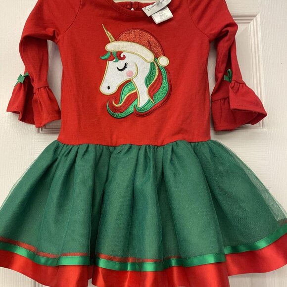 Emily Rose Christmas/ Holiday Unicorn Fluffy Dress. Size 2T. Party Ribbons - Picture 7 of 7
